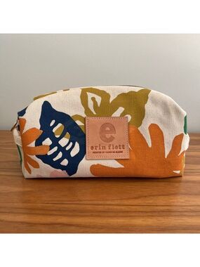 ERIN FLETT Garden Pattern Canvas Dop Kit Travel Bag Botanical Made USA Vacation